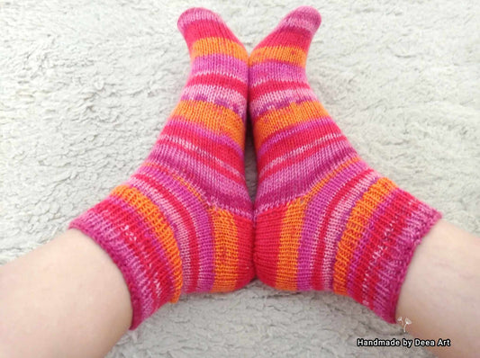 Sosete tricotate din lana, roz, marimea 36-37