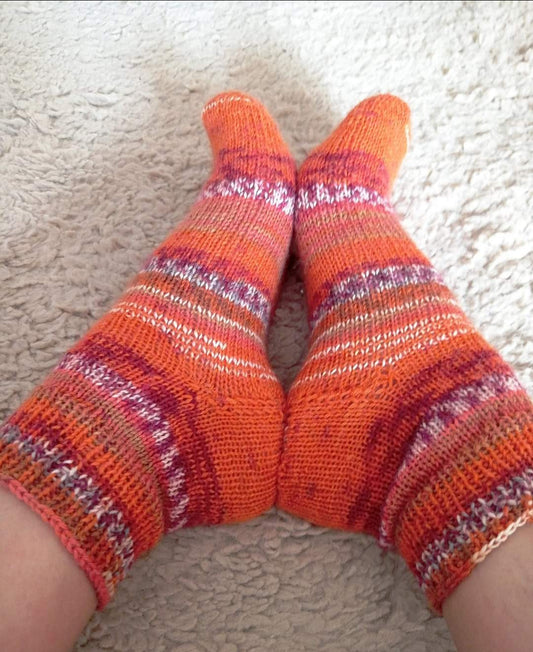 Sosete tricotate din lana, portocalii, marimea 36-37
